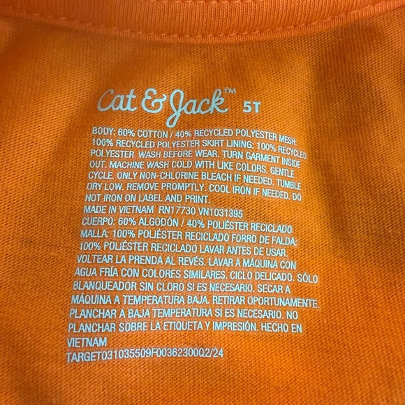 Orange and Black Long Sleeve Dress with Cat Design Halloween dress NWT Size 5T - Picture 8 of 10